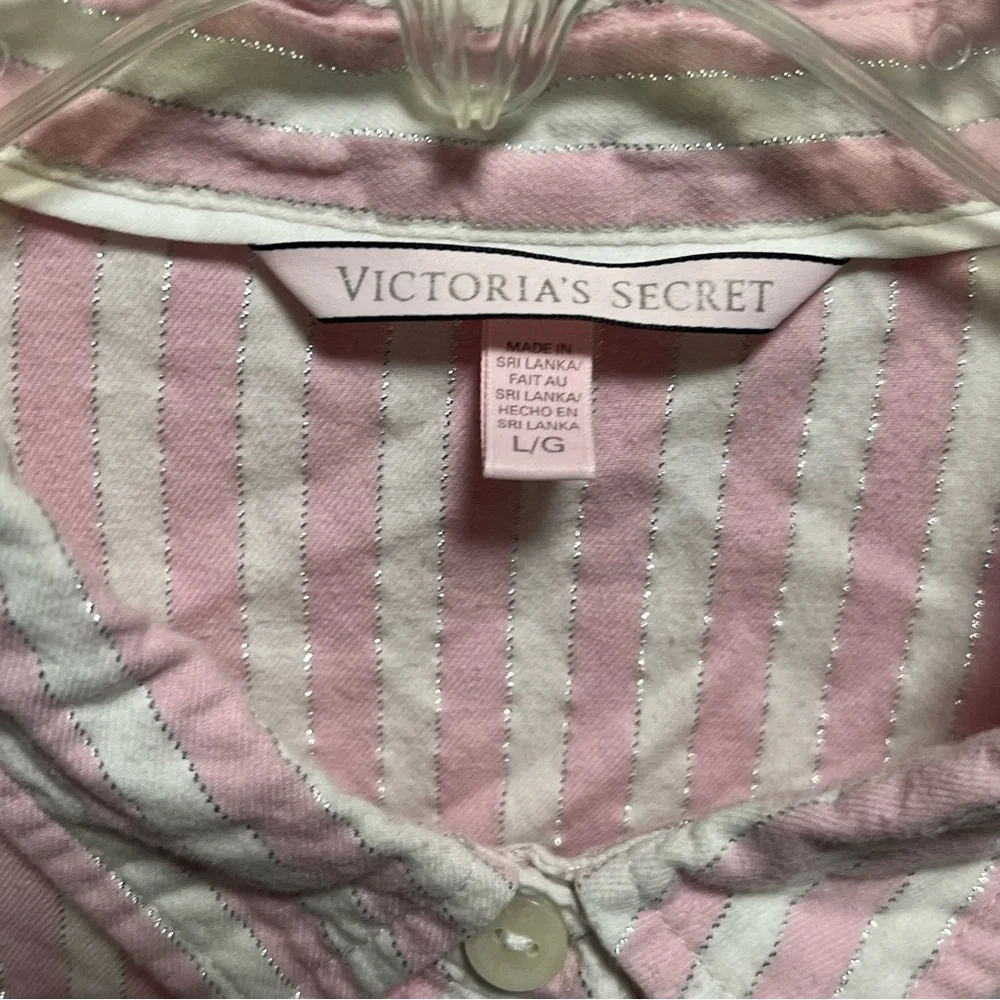 Victoria's Secret Light Pink silver Striped pajama top